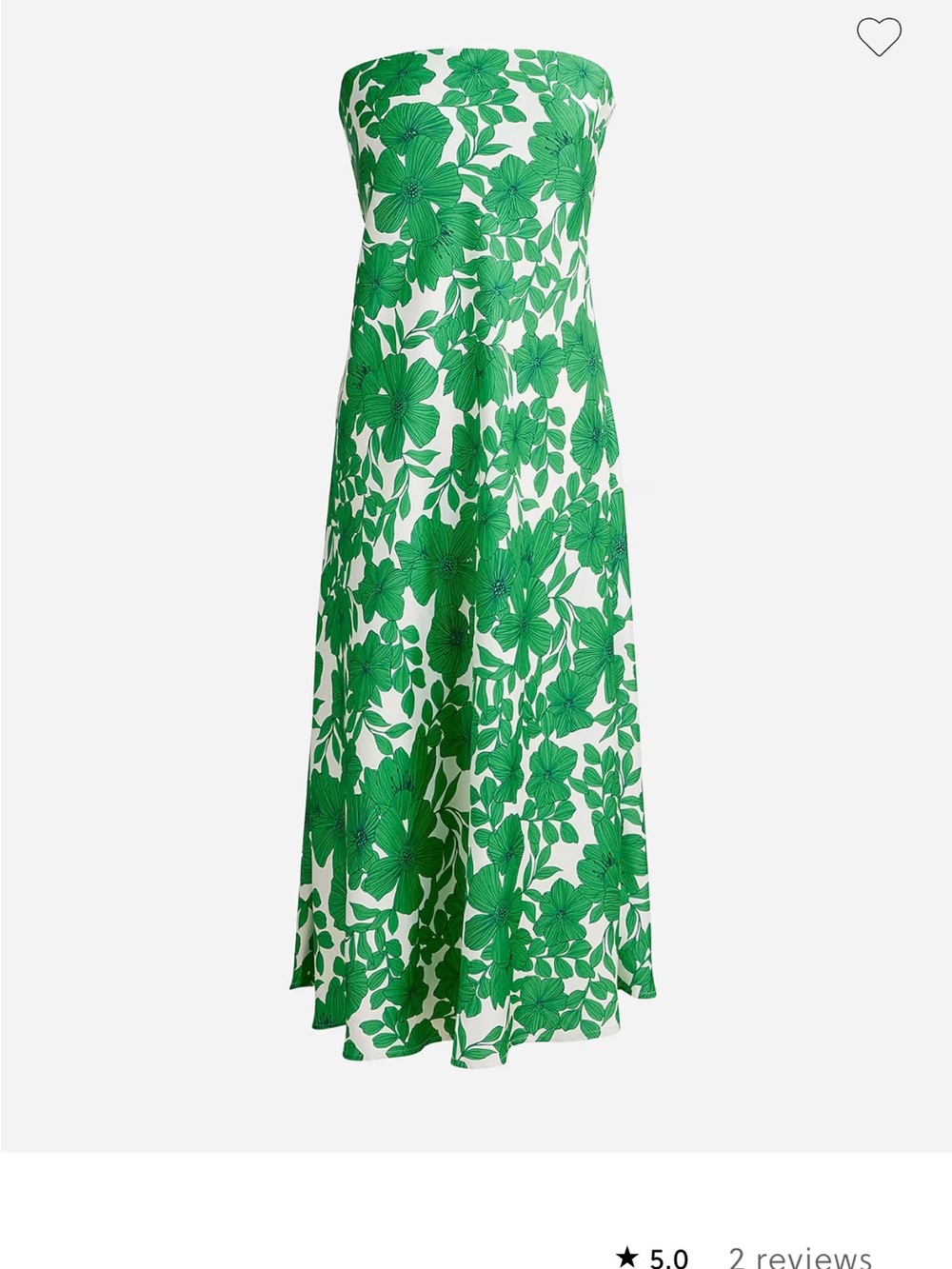 J. Crew White Strapless Dress with Green Floral Pattern